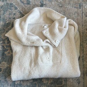Aerie Cream Cowl Neck Sweater with Textured Knit